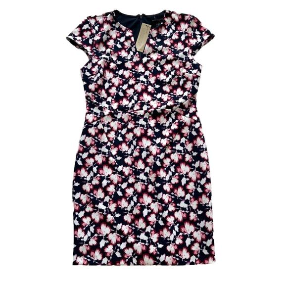 Banana Republic Dress Navy Pink White Floral Cap Sleeve Sheath Size 0 Petite NEW - Picture 12 of 12
